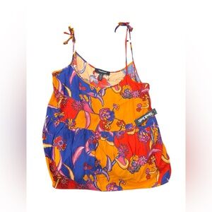 New! Modcloth Orange Blue Sleeveless Tiered Camisole